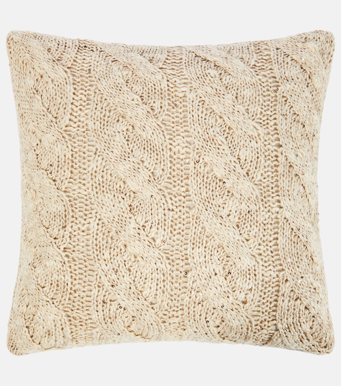 Cable-knit linen and silk cushion | Brunello Cucinelli