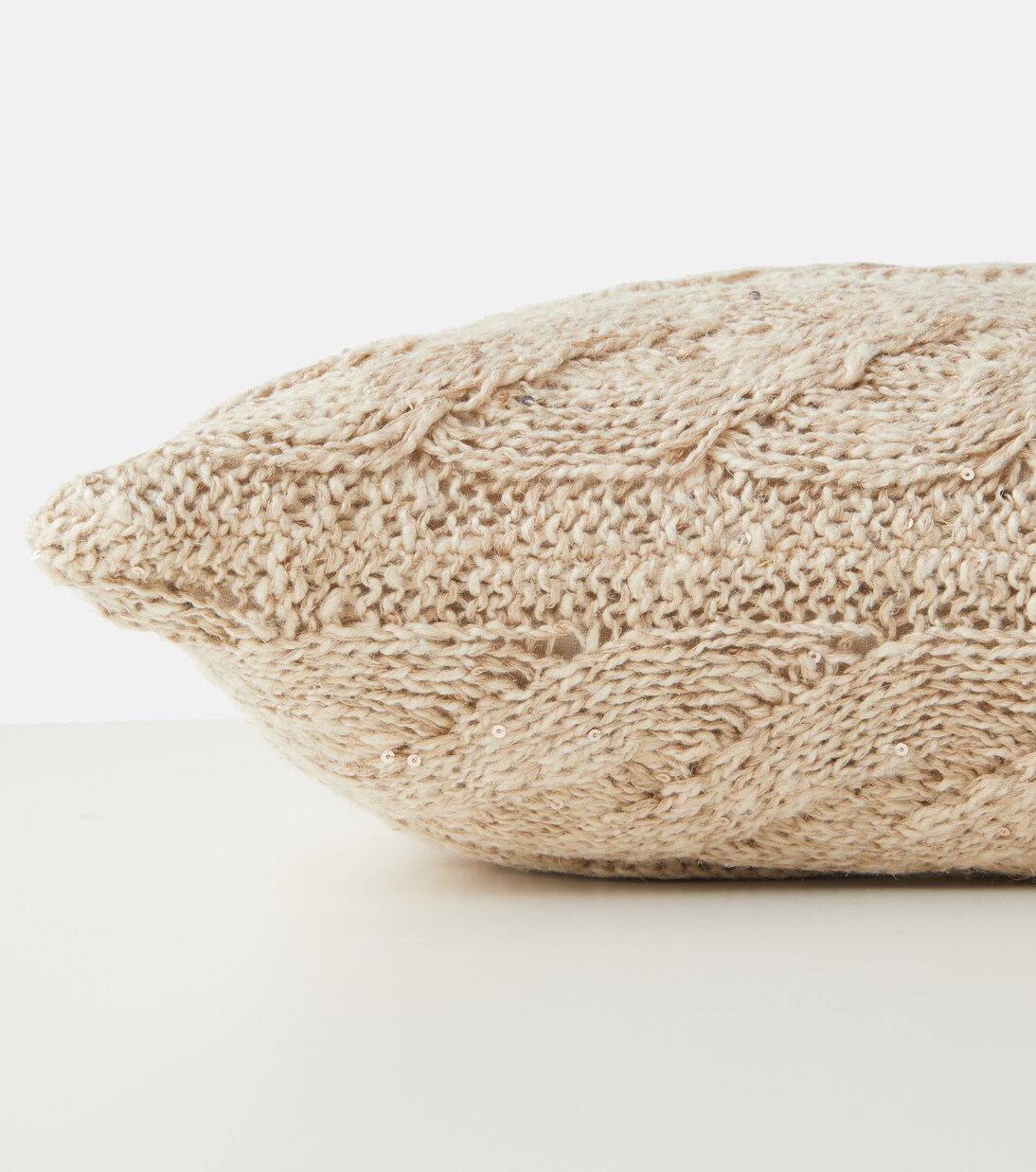 Cable-knit linen and silk cushion | Brunello Cucinelli