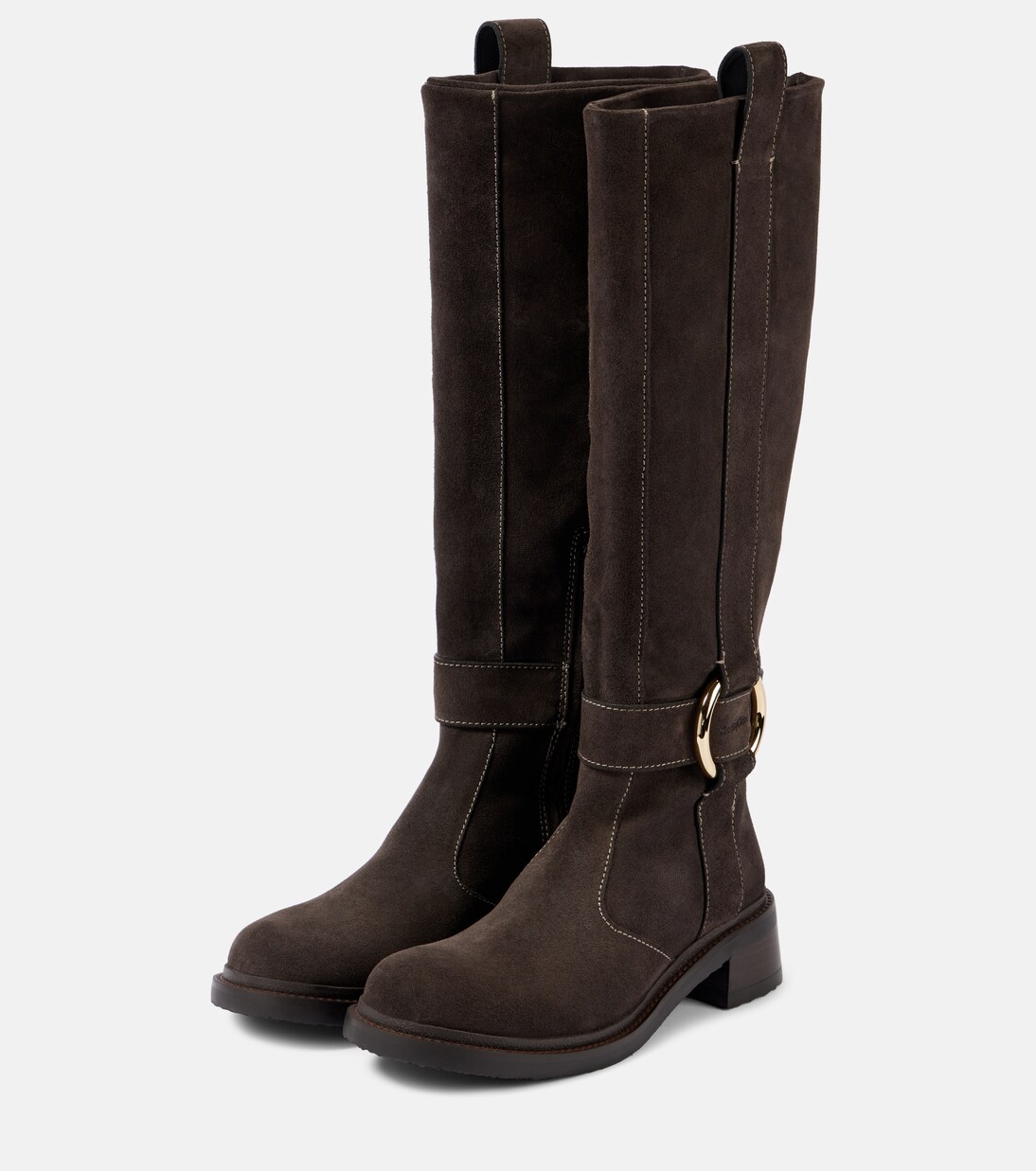 New Ring suede knee-high boots | See By Chloé