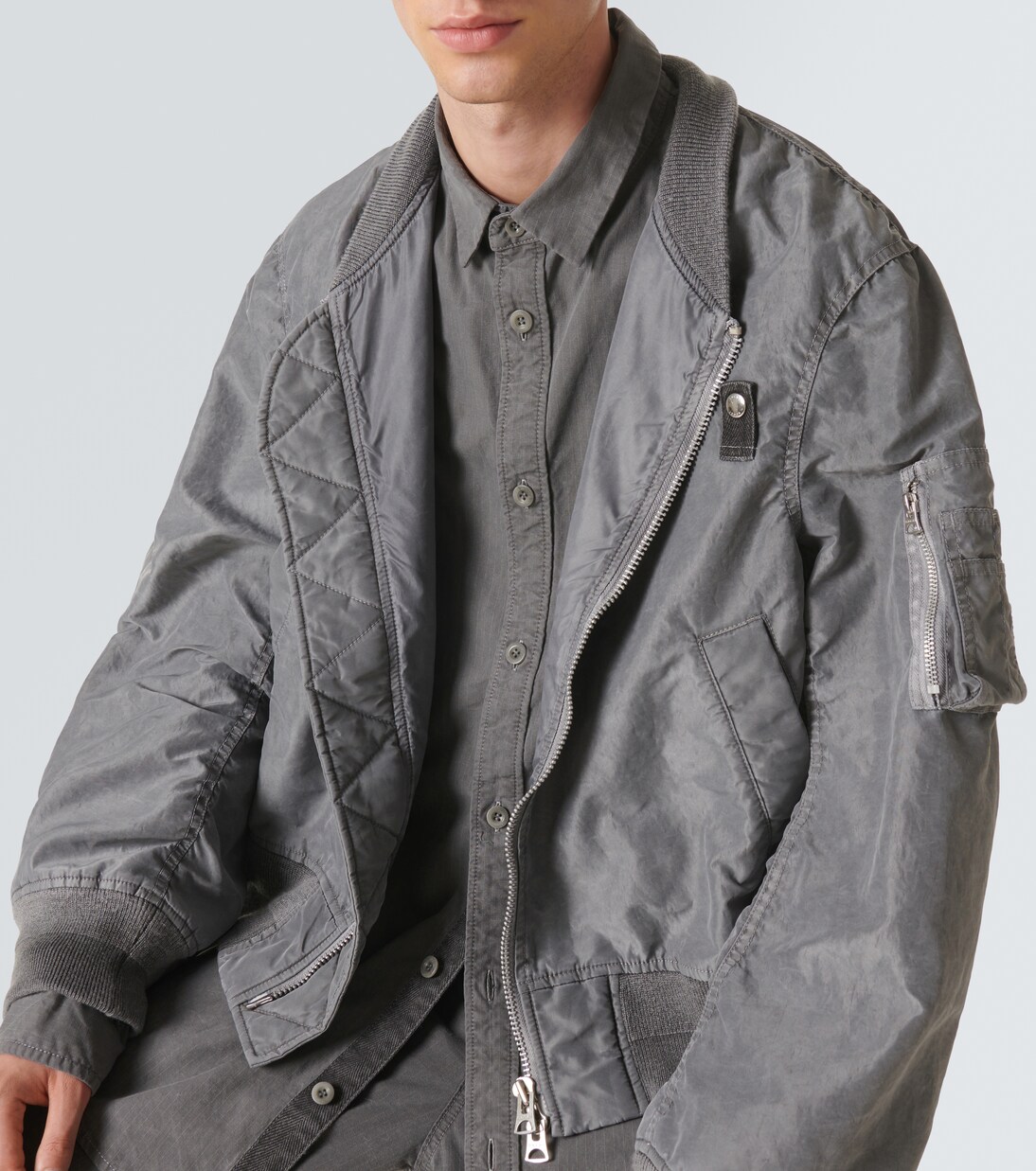 Ripstop-trimmed twill bomber jacket | Sacai