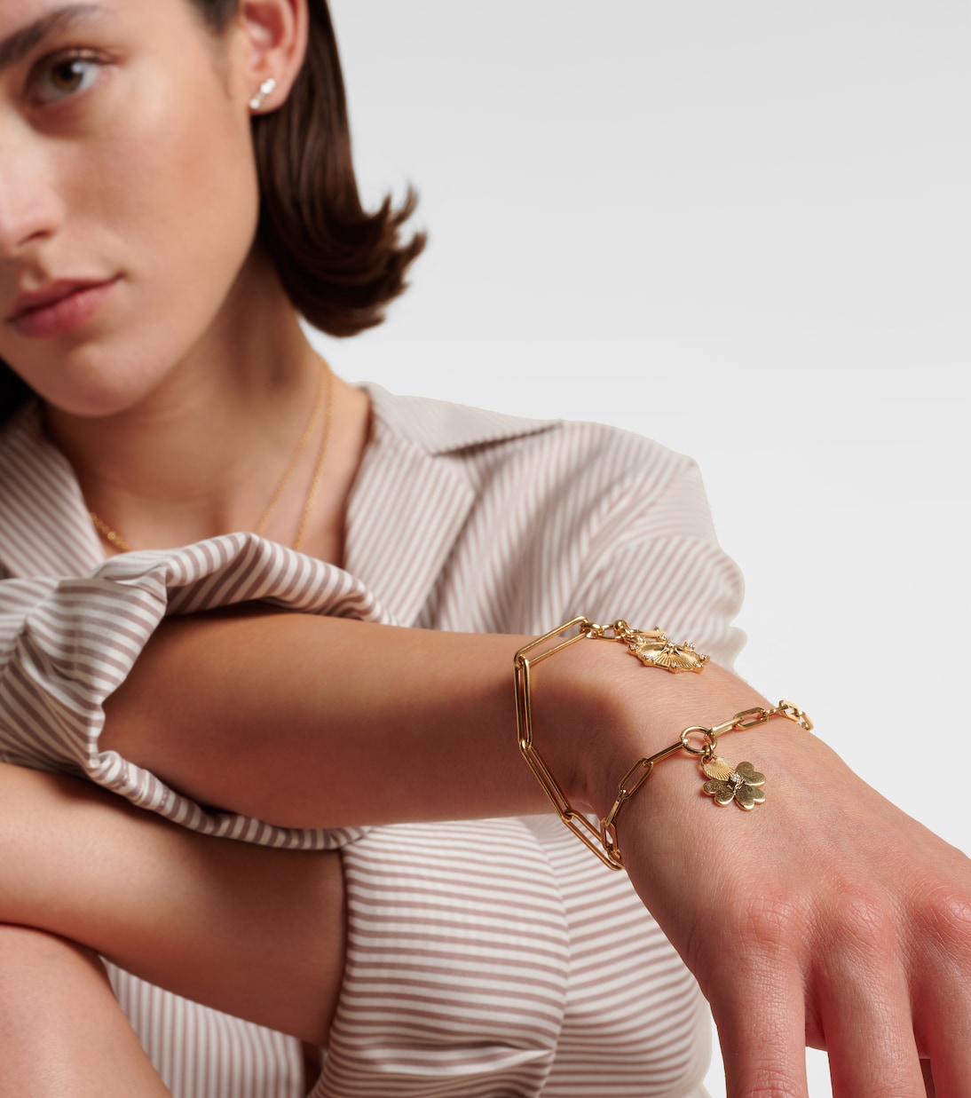 Four Heart Clover 18kt gold chain bracelet with diamonds | FoundRae