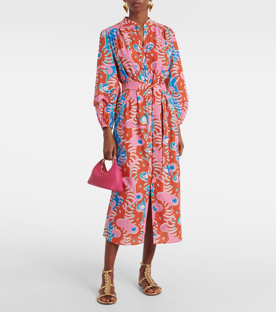 Robe chemise Cathy imprimée en coton | Poupette St Barth