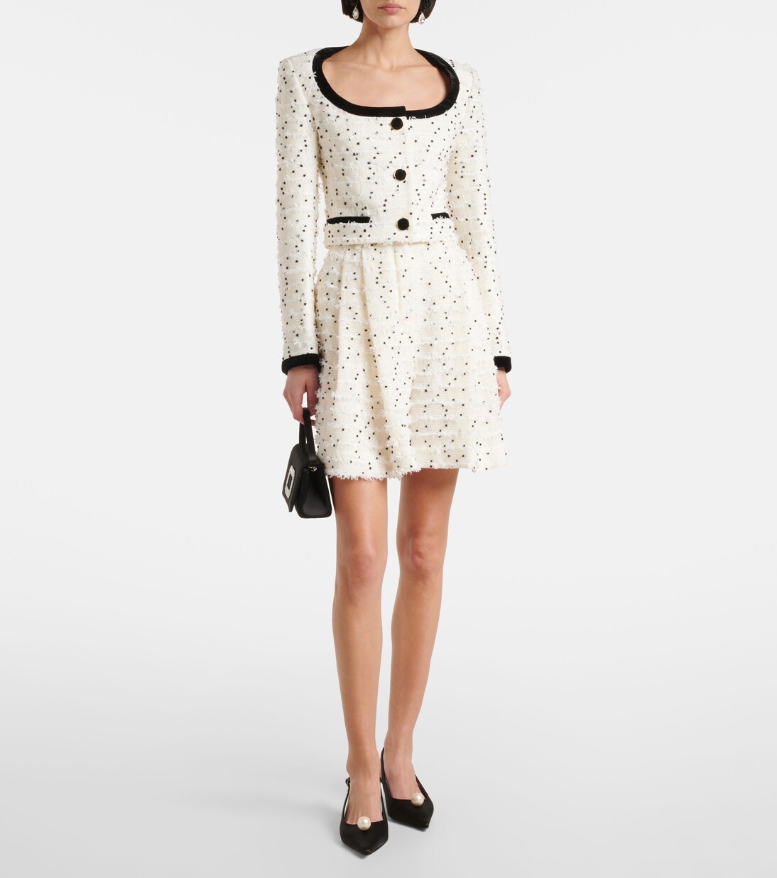 High-rise wool-blend tweed shorts | Nina Ricci