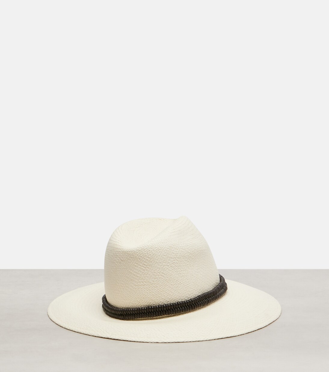 Monili leather-trimmed straw fedora | Brunello Cucinelli
