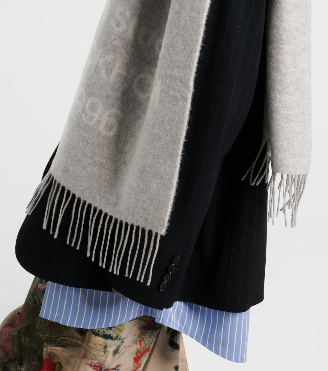 Fringed logo wool jacquard scarf | Acne Studios