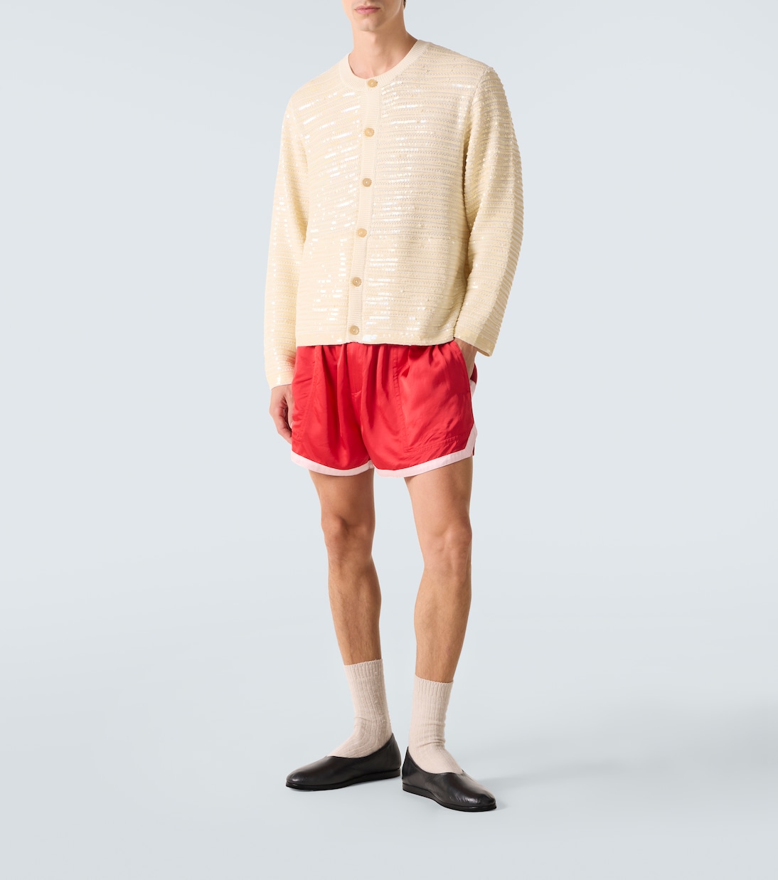 Heart Deco embroidered satin shorts | Bode