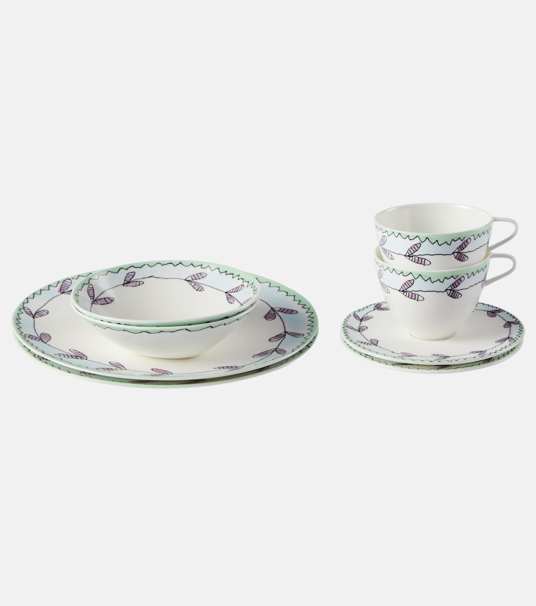Midnight Flowers Blossom Milk porcelain breakfast set by Marni | Serax