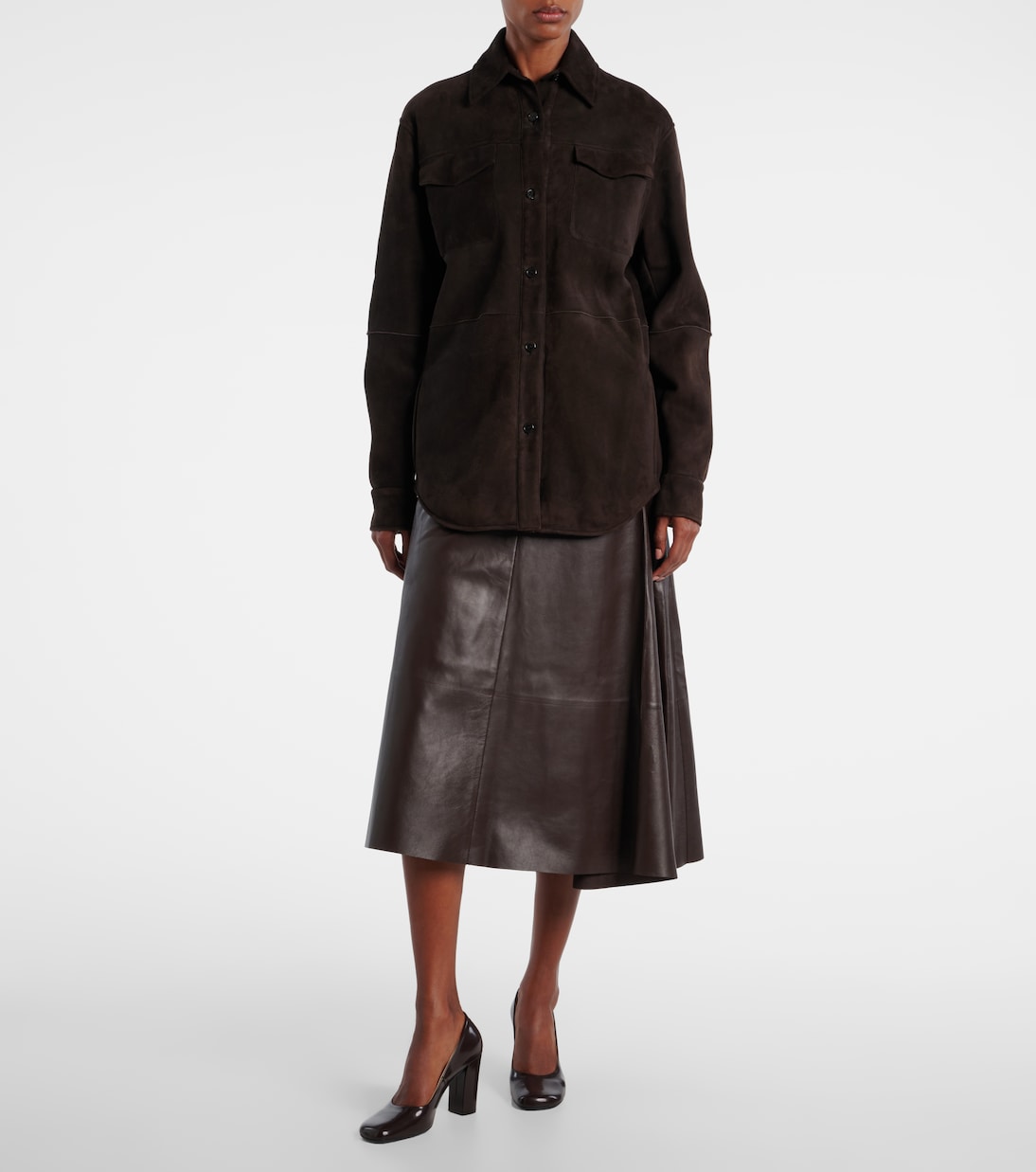 Hedora leather midi skirt  | The Row