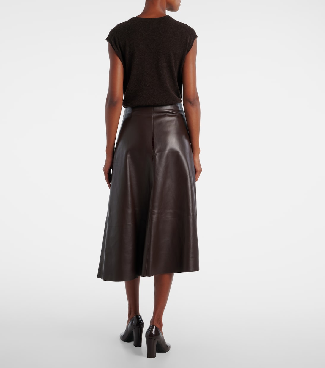 Hedora leather midi skirt  | The Row