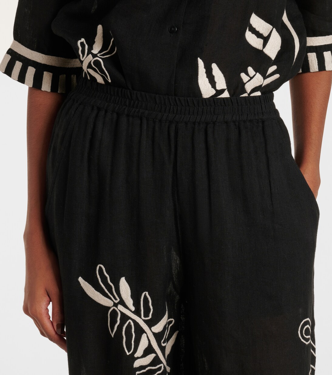 Pantalon ample Octopus brodé en lin | Eres