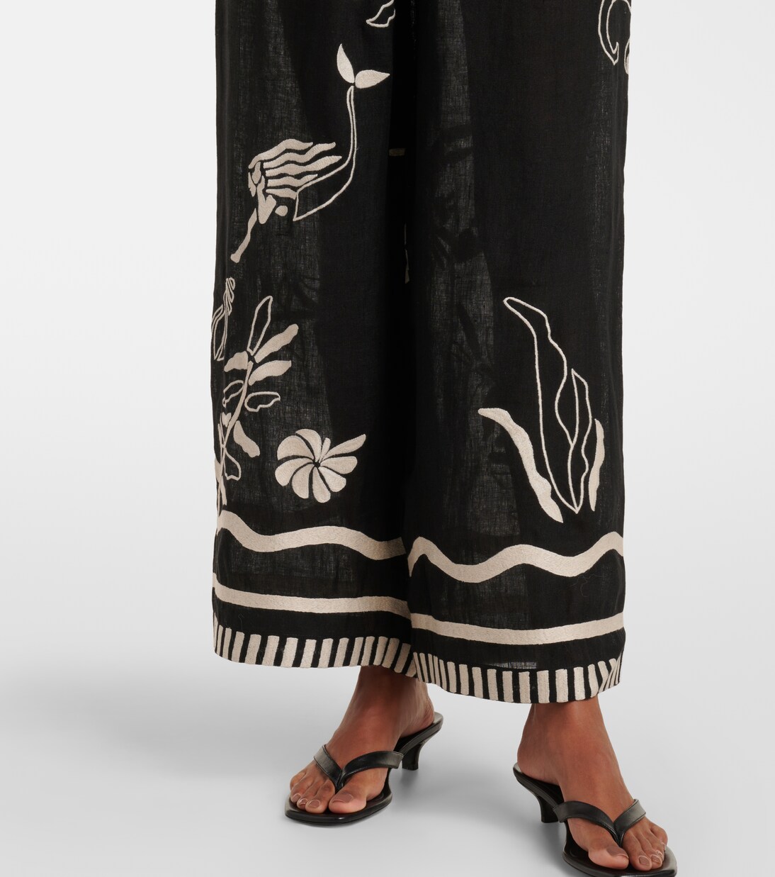 Pantalon ample Octopus brodé en lin | Eres
