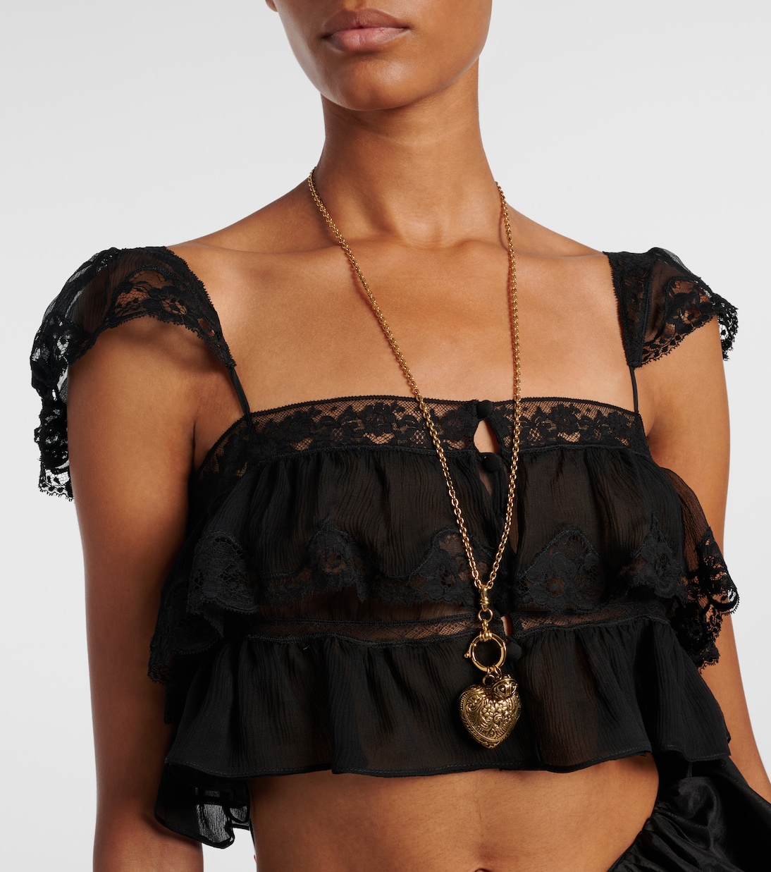 Lace-trimmed silk muslin bra top | Chloé