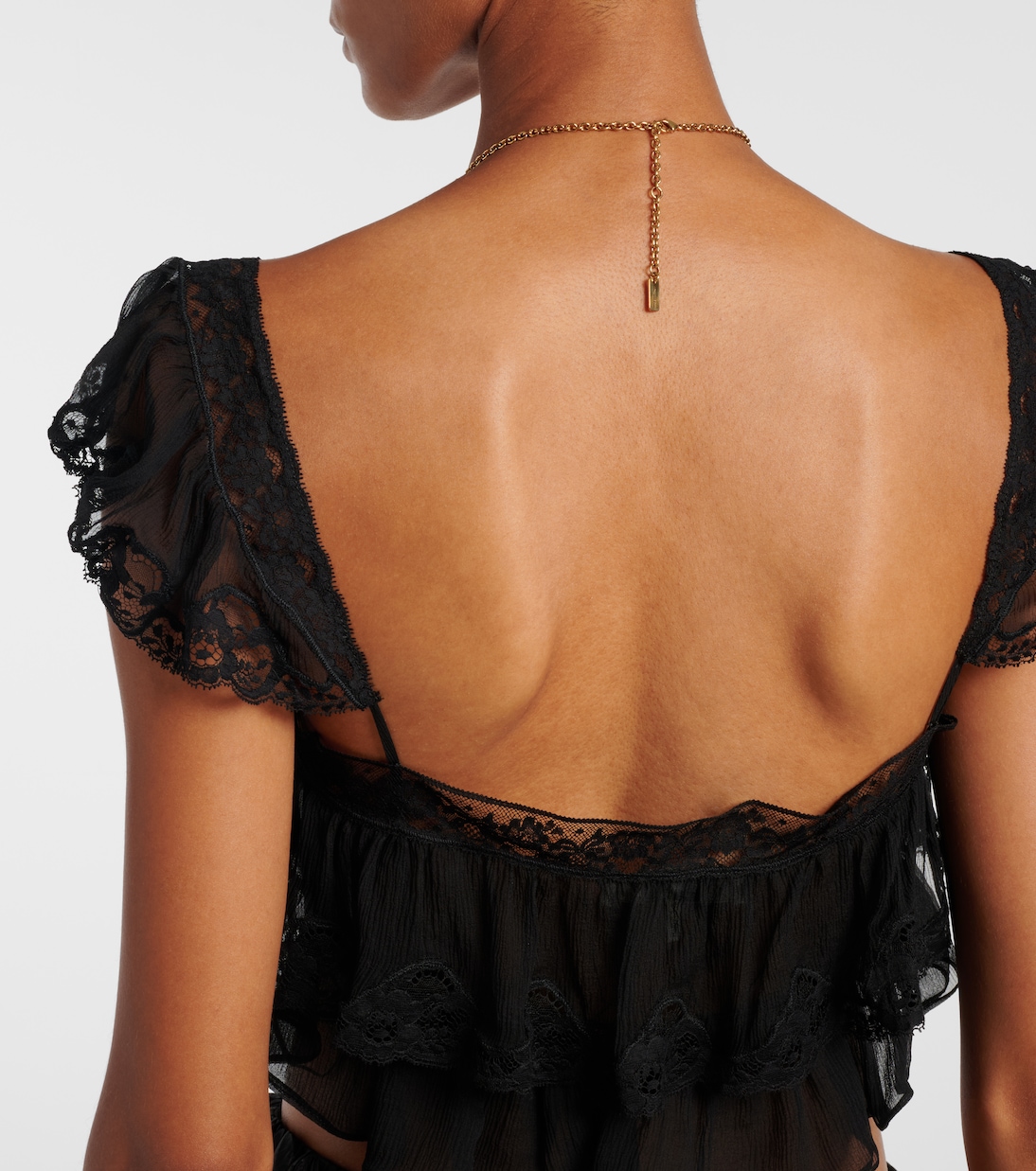 Lace-trimmed silk muslin bra top | Chloé