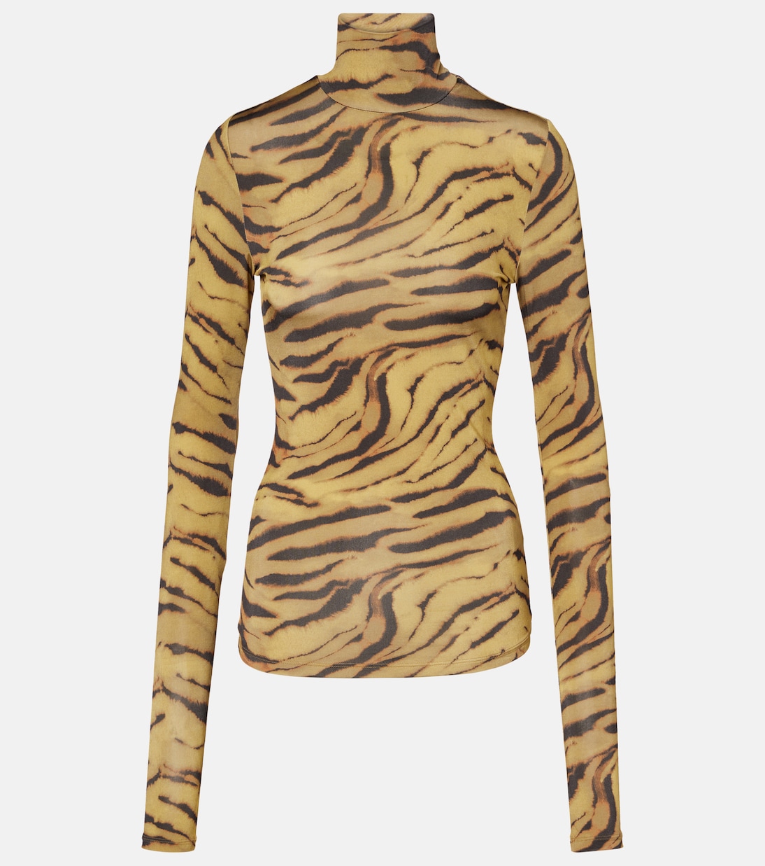Tiger-print jersey top  | Ganni