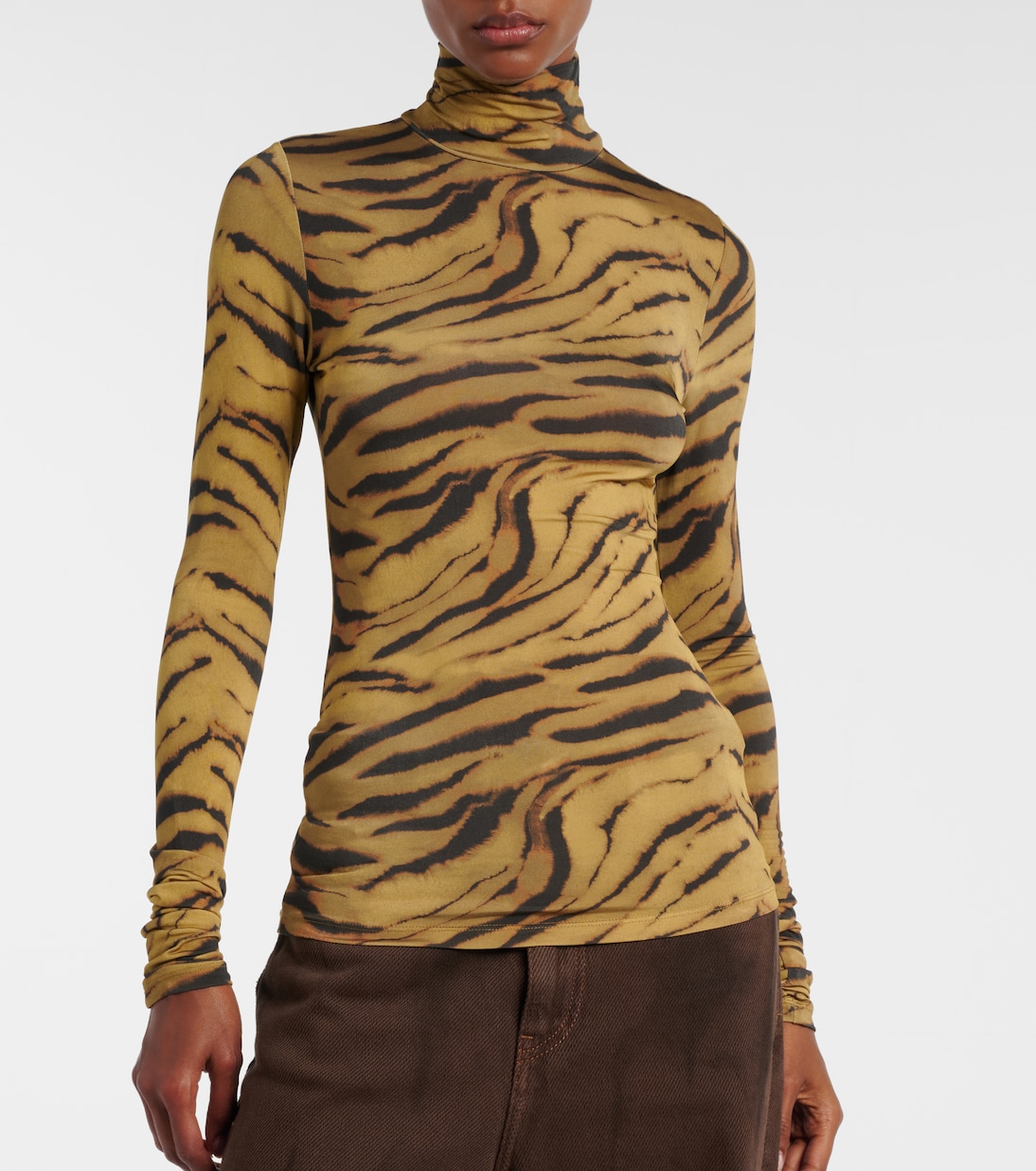 Tiger-print jersey top  | Ganni