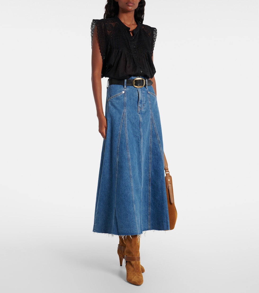 Falda midi Alix de denim | Veronica Beard