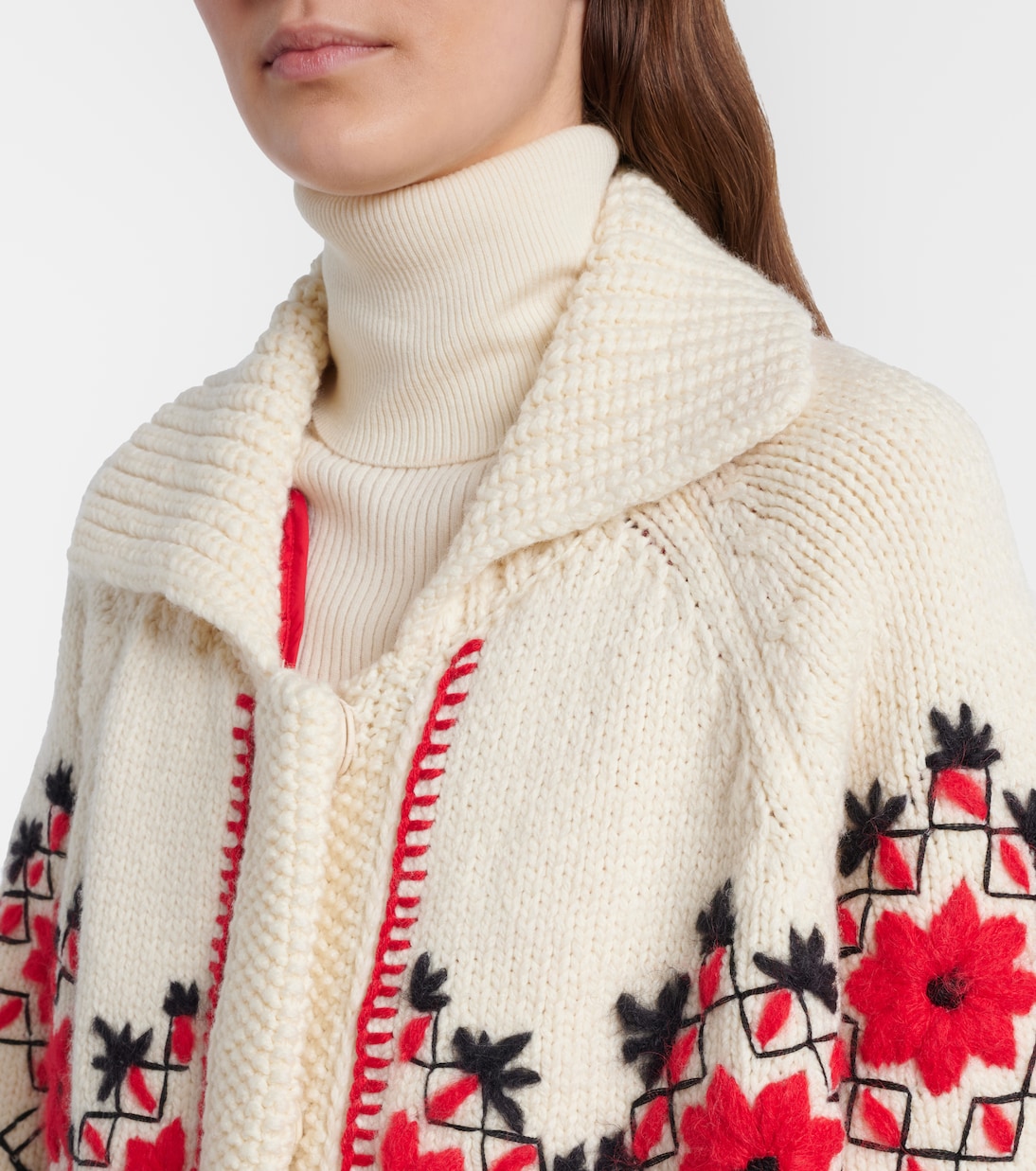 Embroidered wool-blend cardigan | Moncler Grenoble