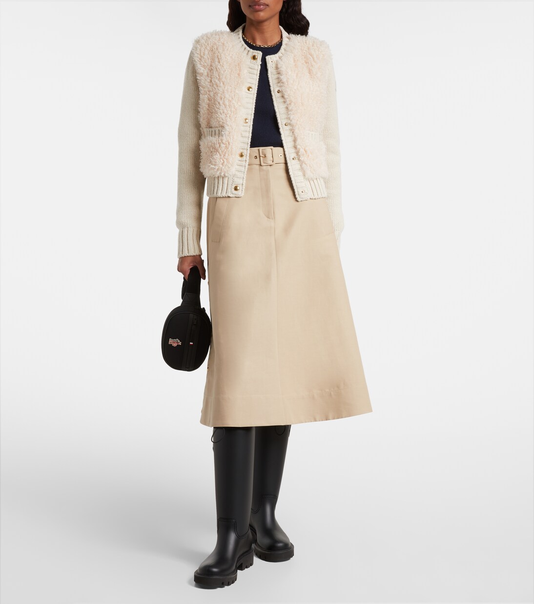 Down-paneled wool and teddy cardigan | Moncler