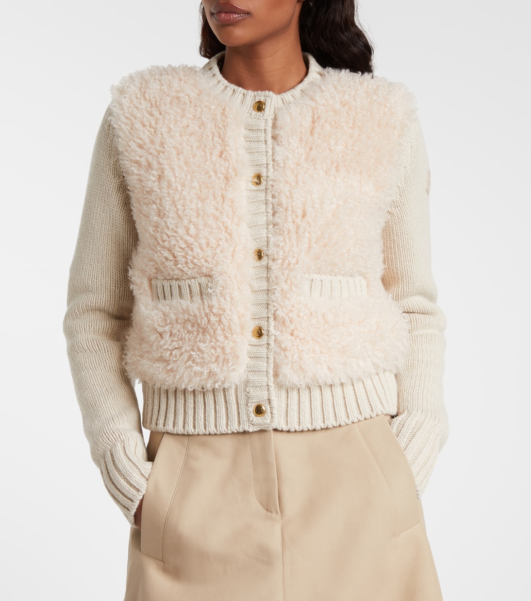 Down-paneled wool and teddy cardigan | Moncler
