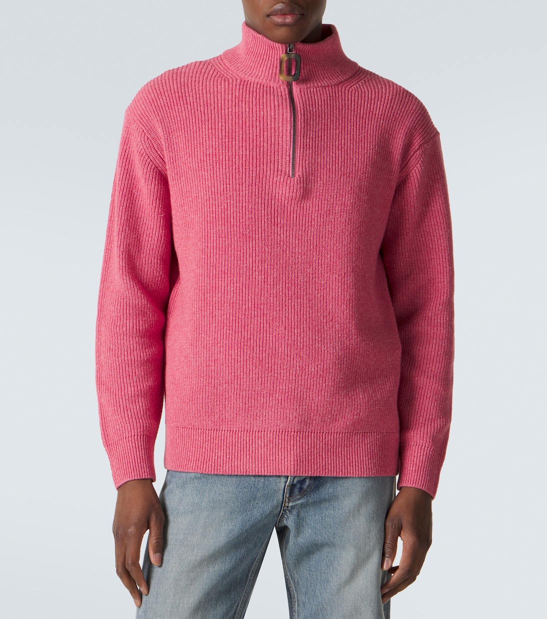 Pullover in lana e cotone con mezza zip | JW Anderson