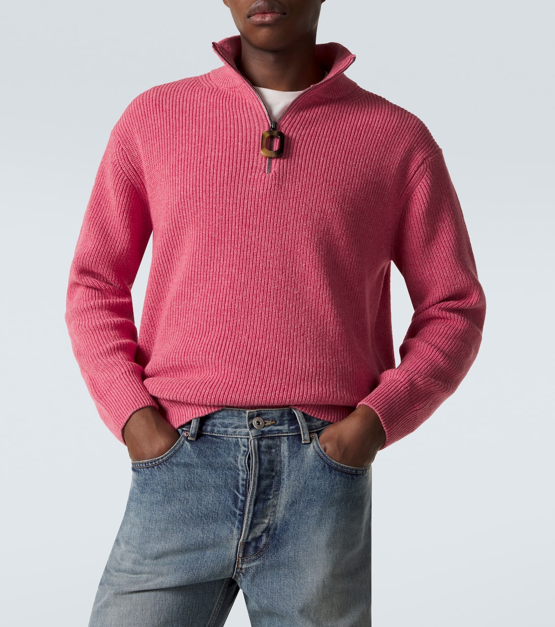 Pullover in lana e cotone con mezza zip | JW Anderson