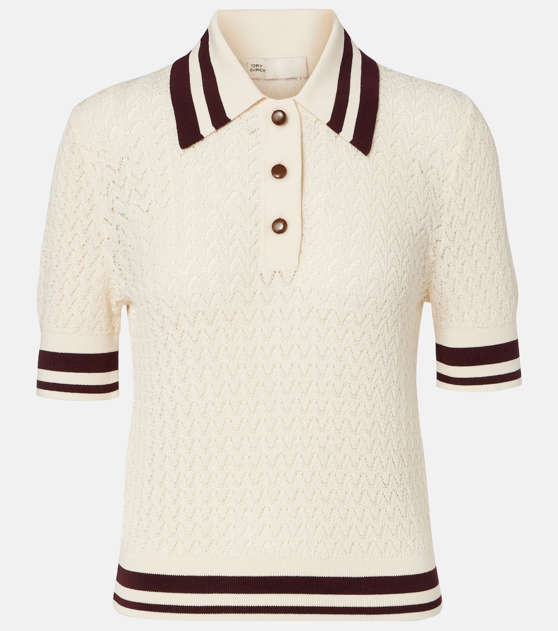 Cotton pointelle polo shirt | Tory Burch