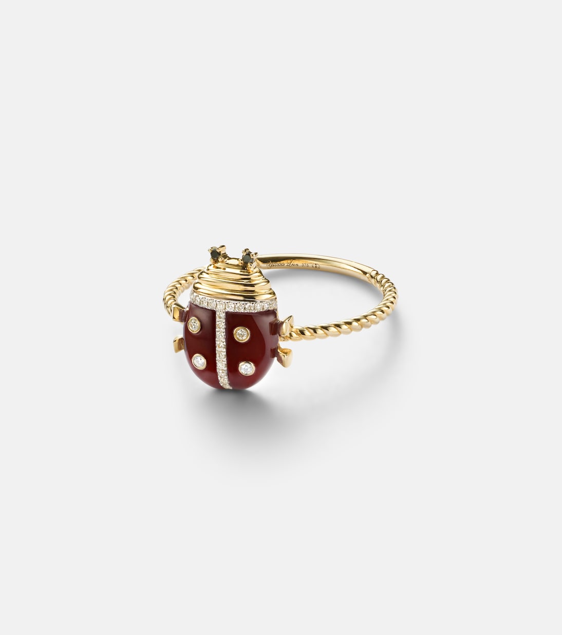 Bague Coccinelle Mini en or 9 ct, agate et diamants | Yvonne Léon