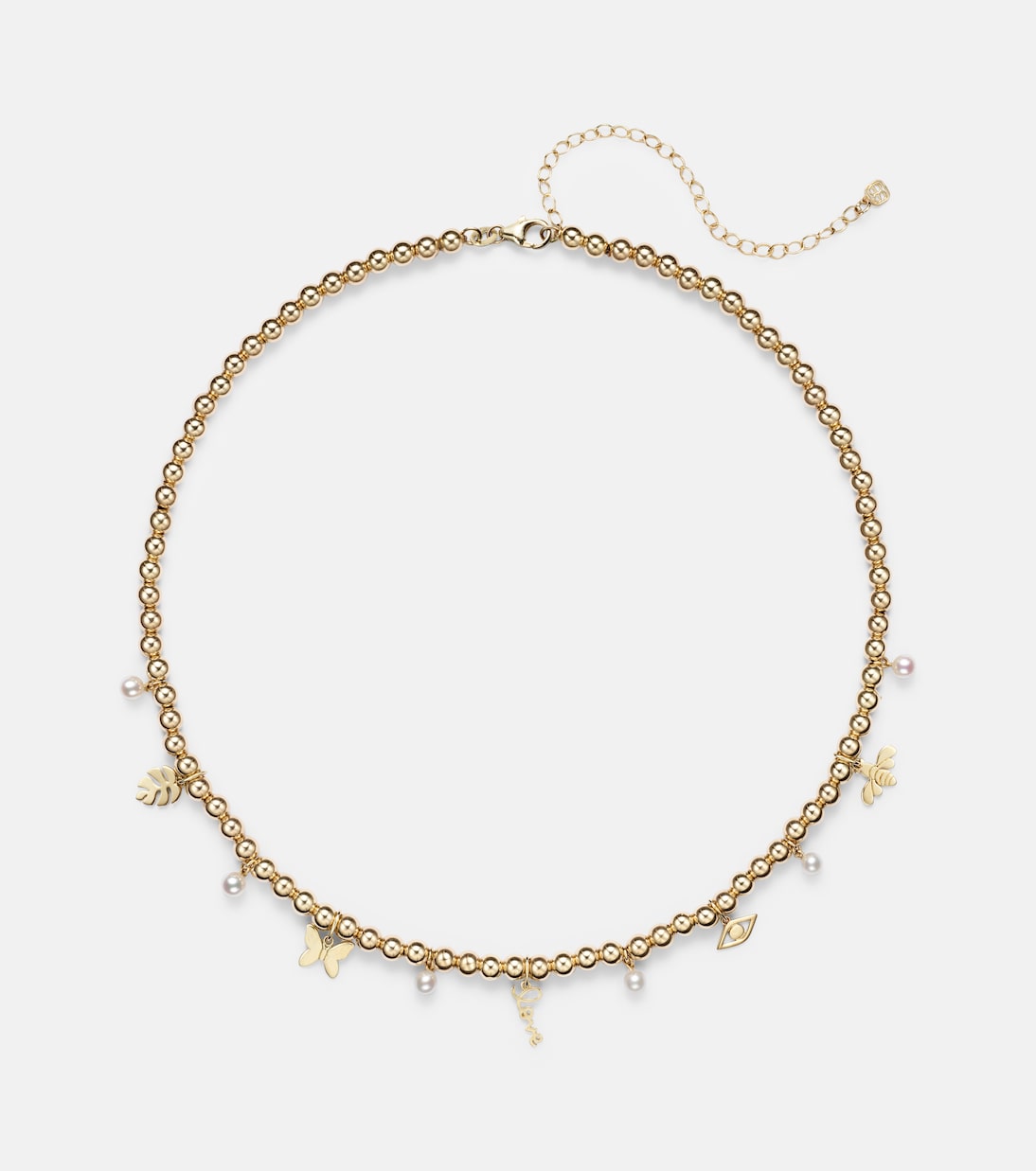 14kt gold beaded pendant necklace with pearls | Sydney Evan