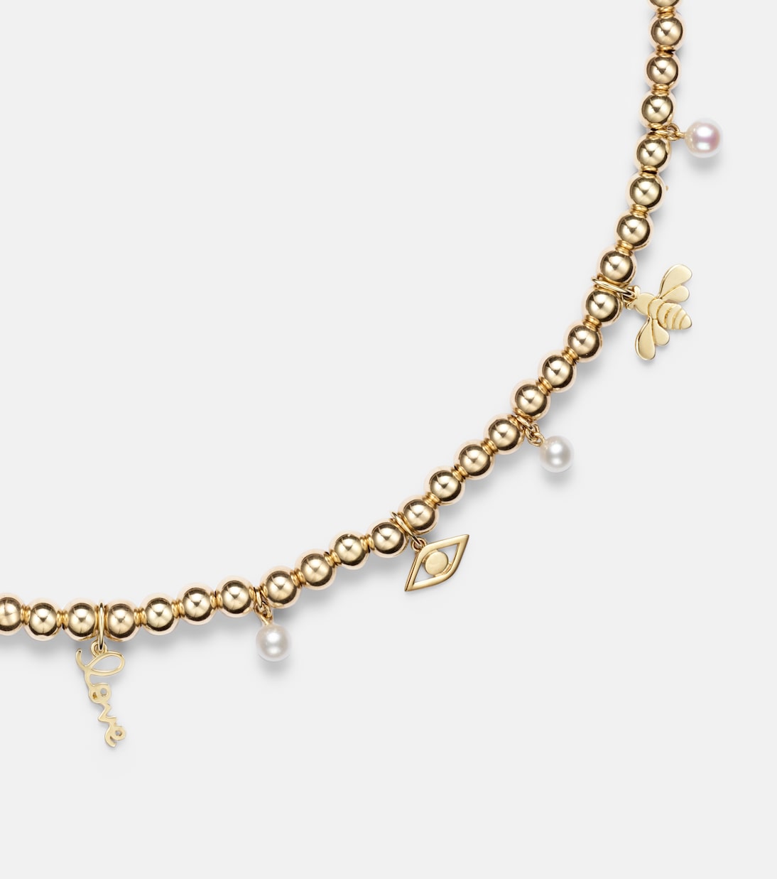 14kt gold beaded pendant necklace with pearls | Sydney Evan