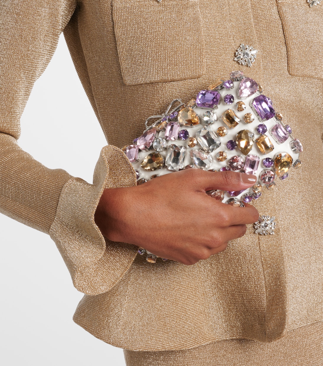 Crystal-embellished box clutch | Self-Portrait