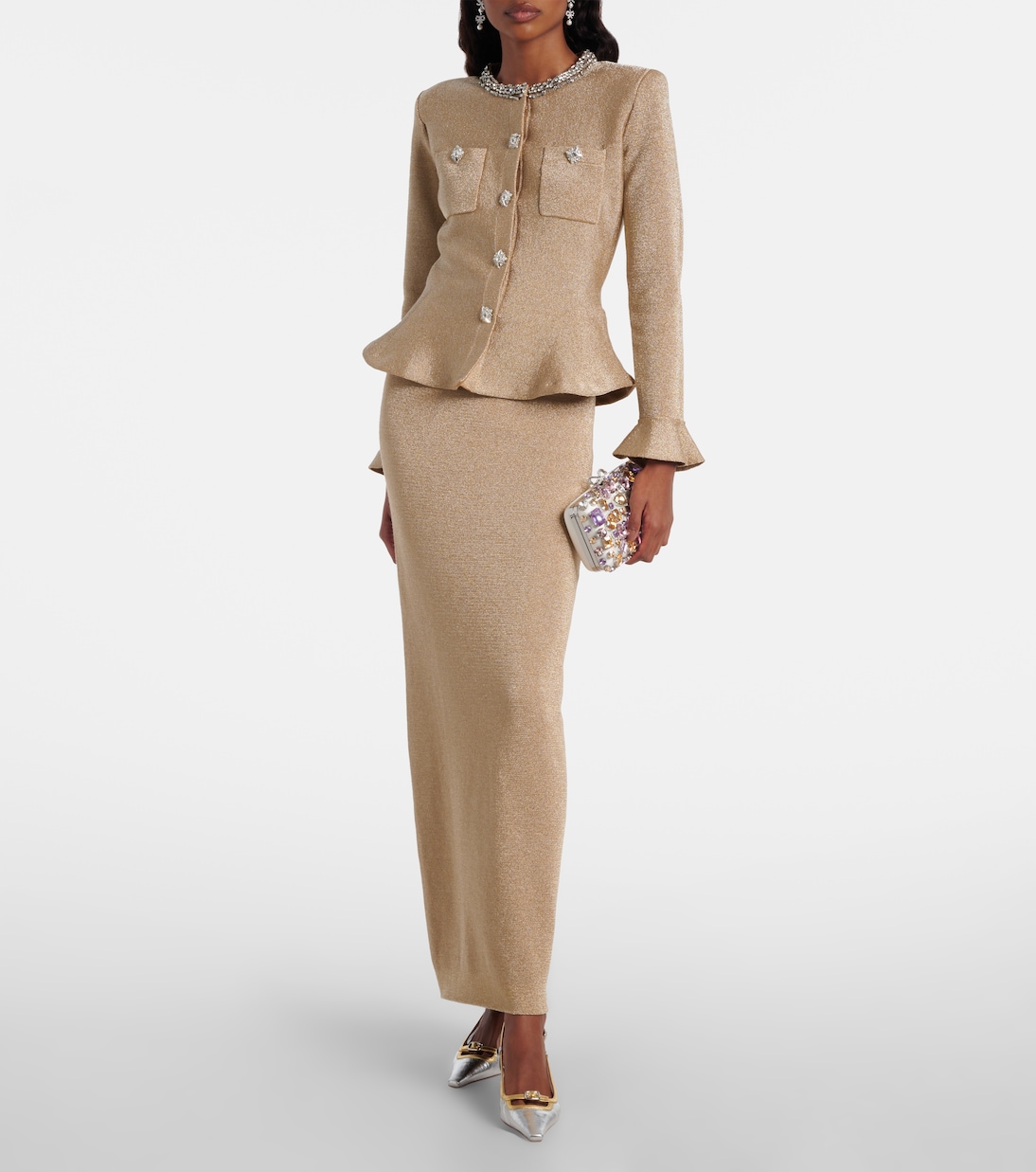 Crystal-embellished box clutch | Self-Portrait