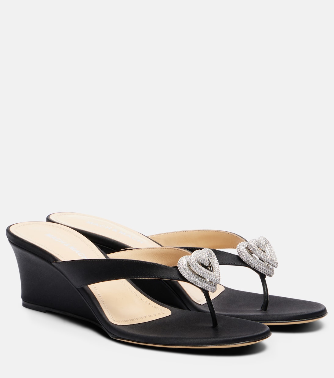 Wedge-Sandalen Double Heart aus Satin mit Kristallen | Mach & Mach