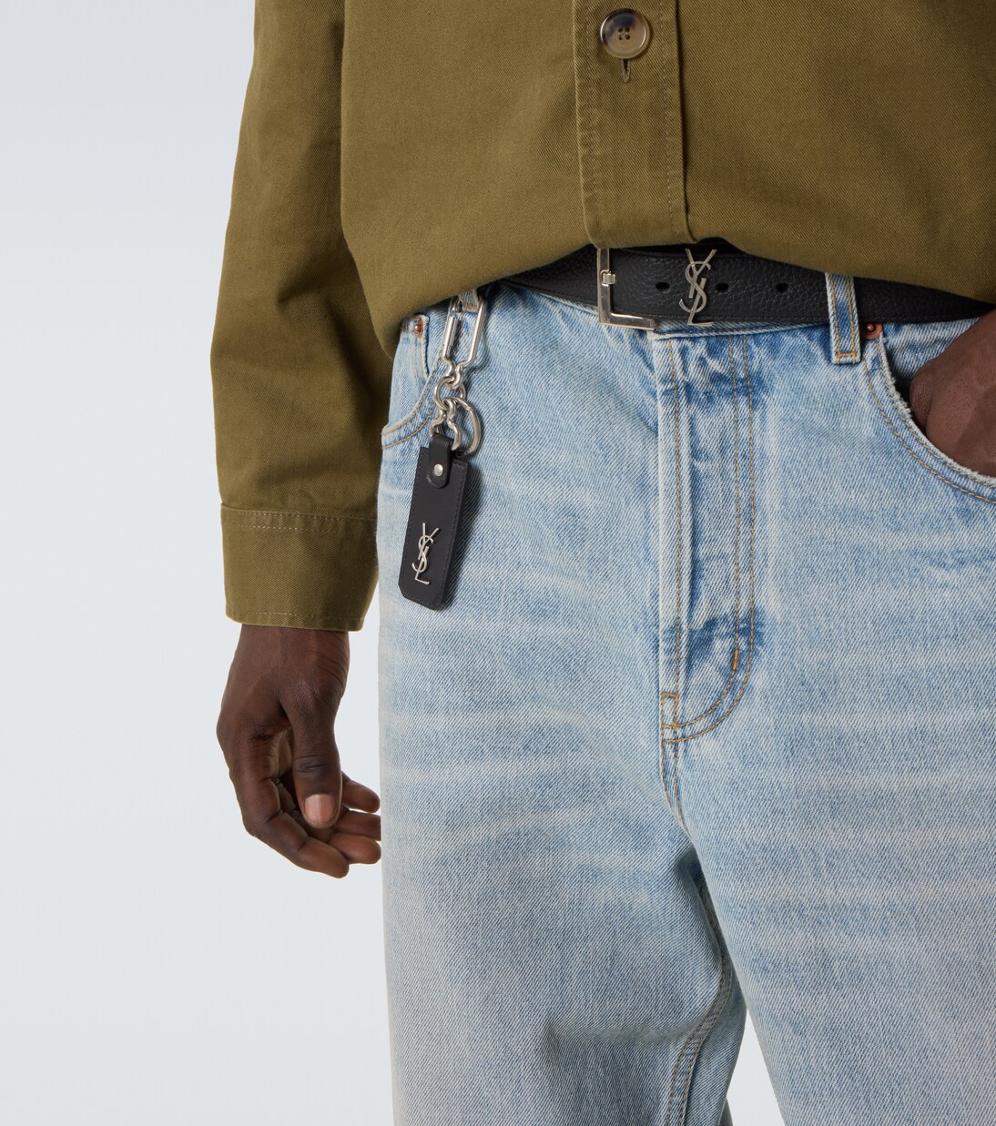 Cassandre Saint Laurent leather keychain | Saint Laurent