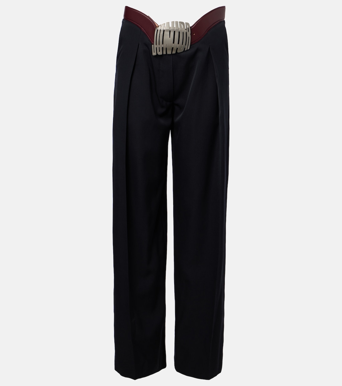 Leather-trimmed wool wide-leg pants | Jean Paul Gaultier