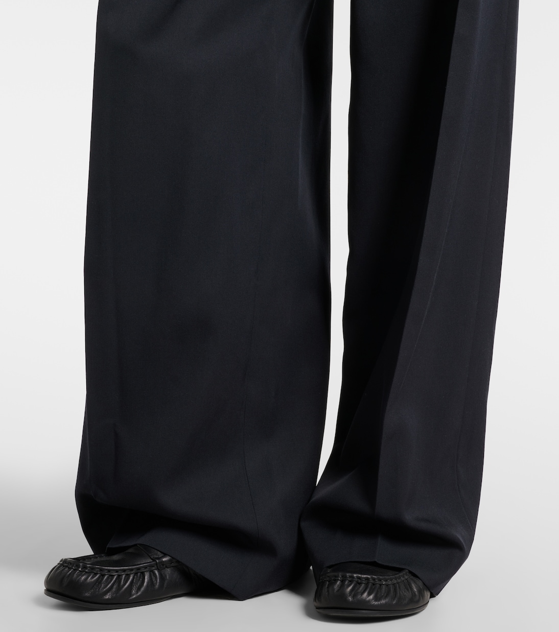 Leather-trimmed wool wide-leg pants | Jean Paul Gaultier