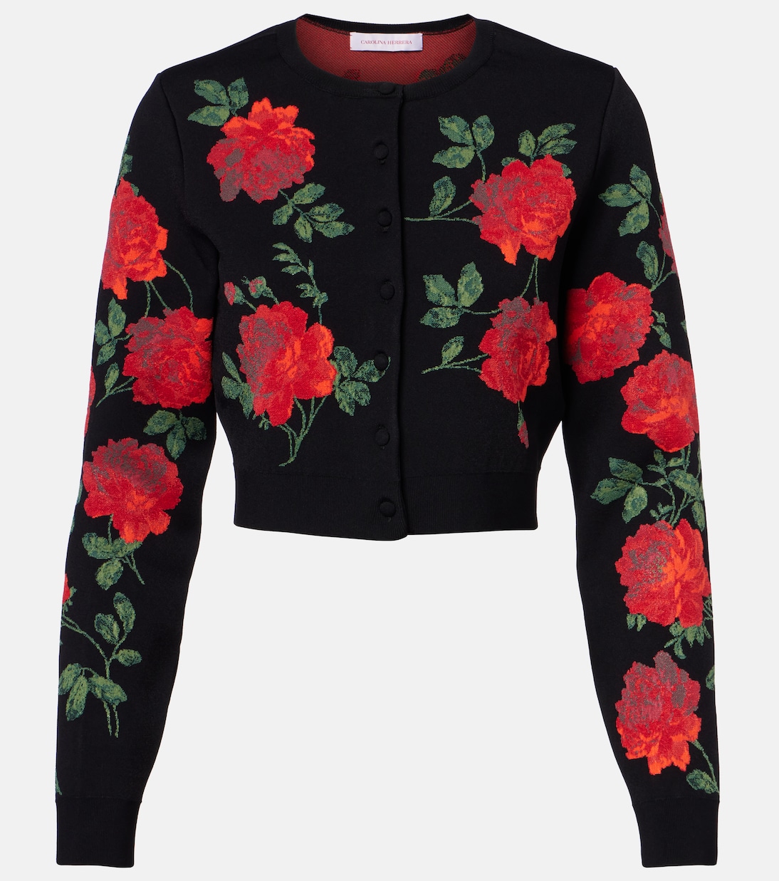 Floral cropped jacquard cardigan | Carolina Herrera