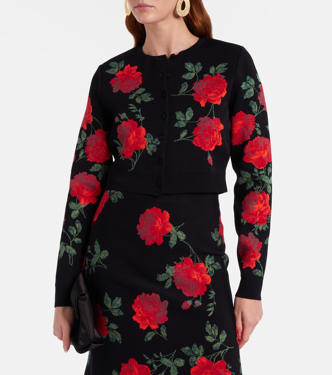 Floral cropped jacquard cardigan | Carolina Herrera