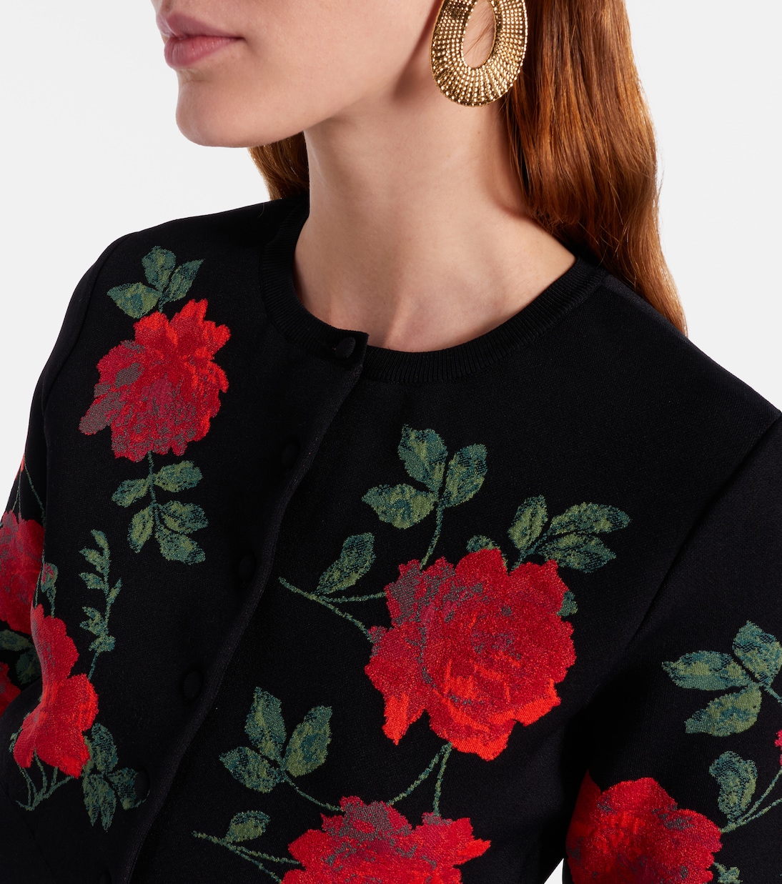 Floral cropped jacquard cardigan | Carolina Herrera