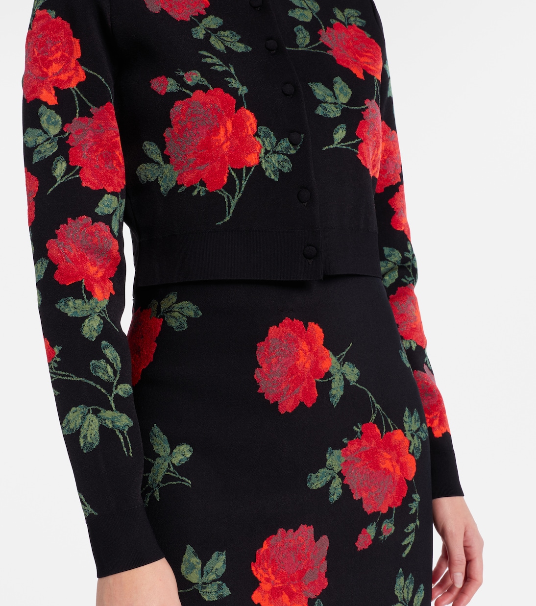 Floral cropped jacquard cardigan | Carolina Herrera