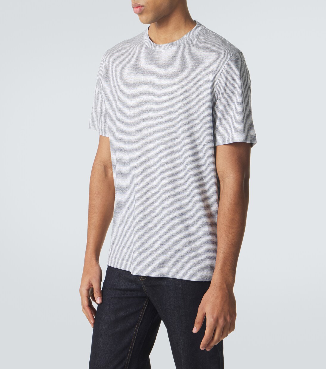 T-shirt in lino e cotone a righe | Brioni