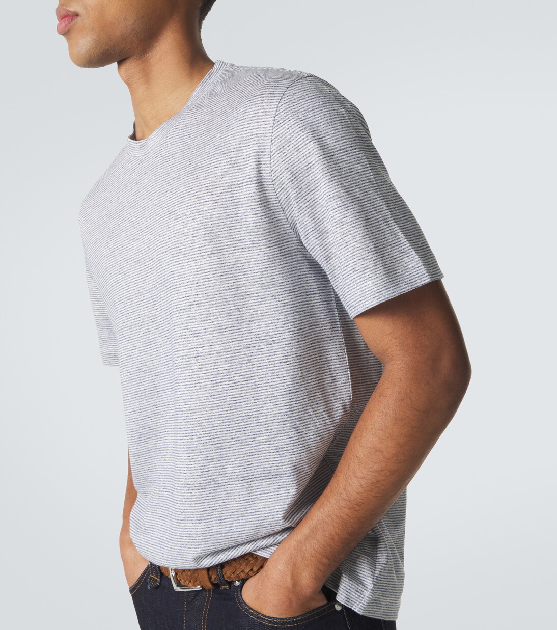 T-shirt in lino e cotone a righe | Brioni