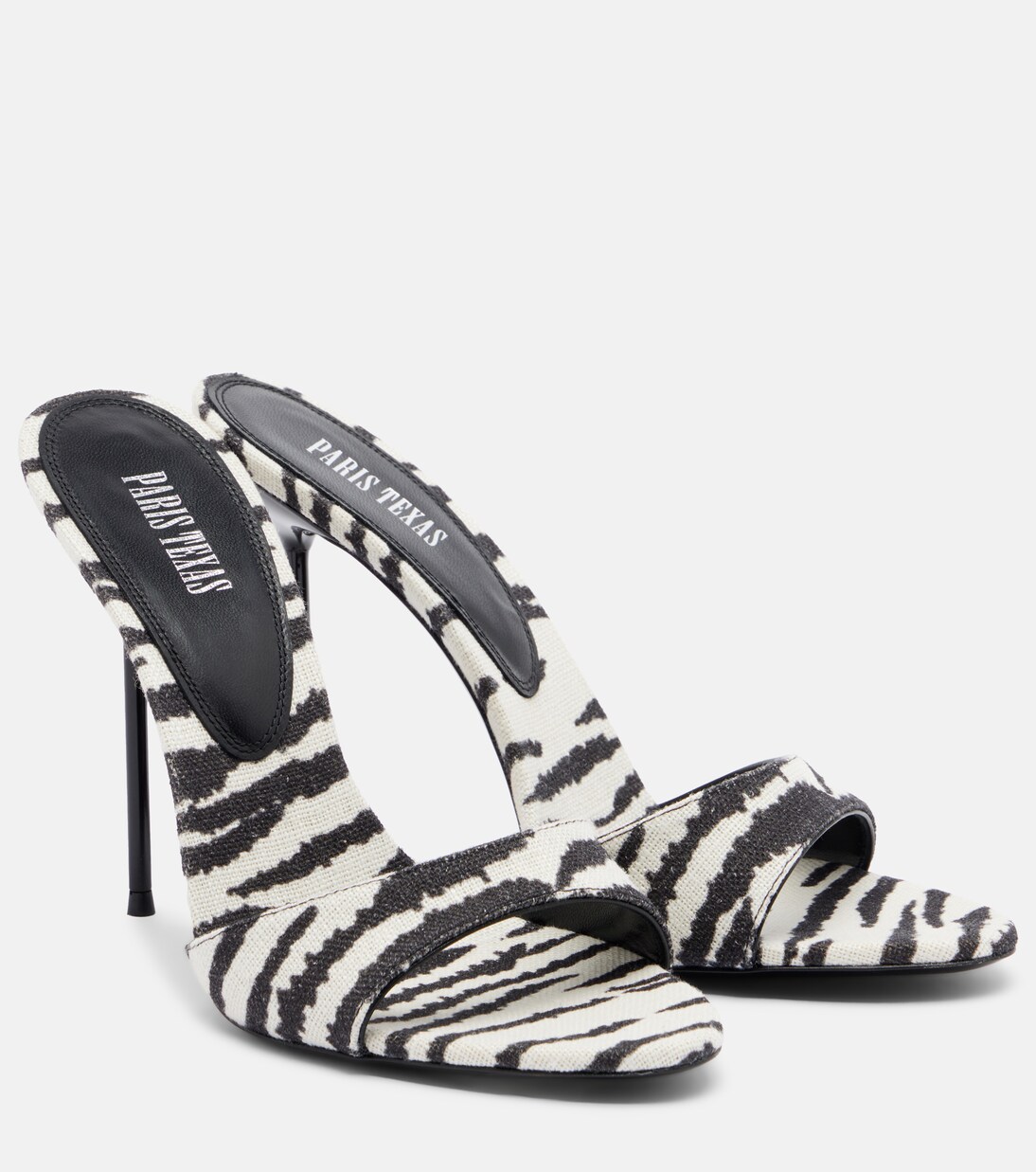 Lidia zebra-print canvas mules | Paris Texas
