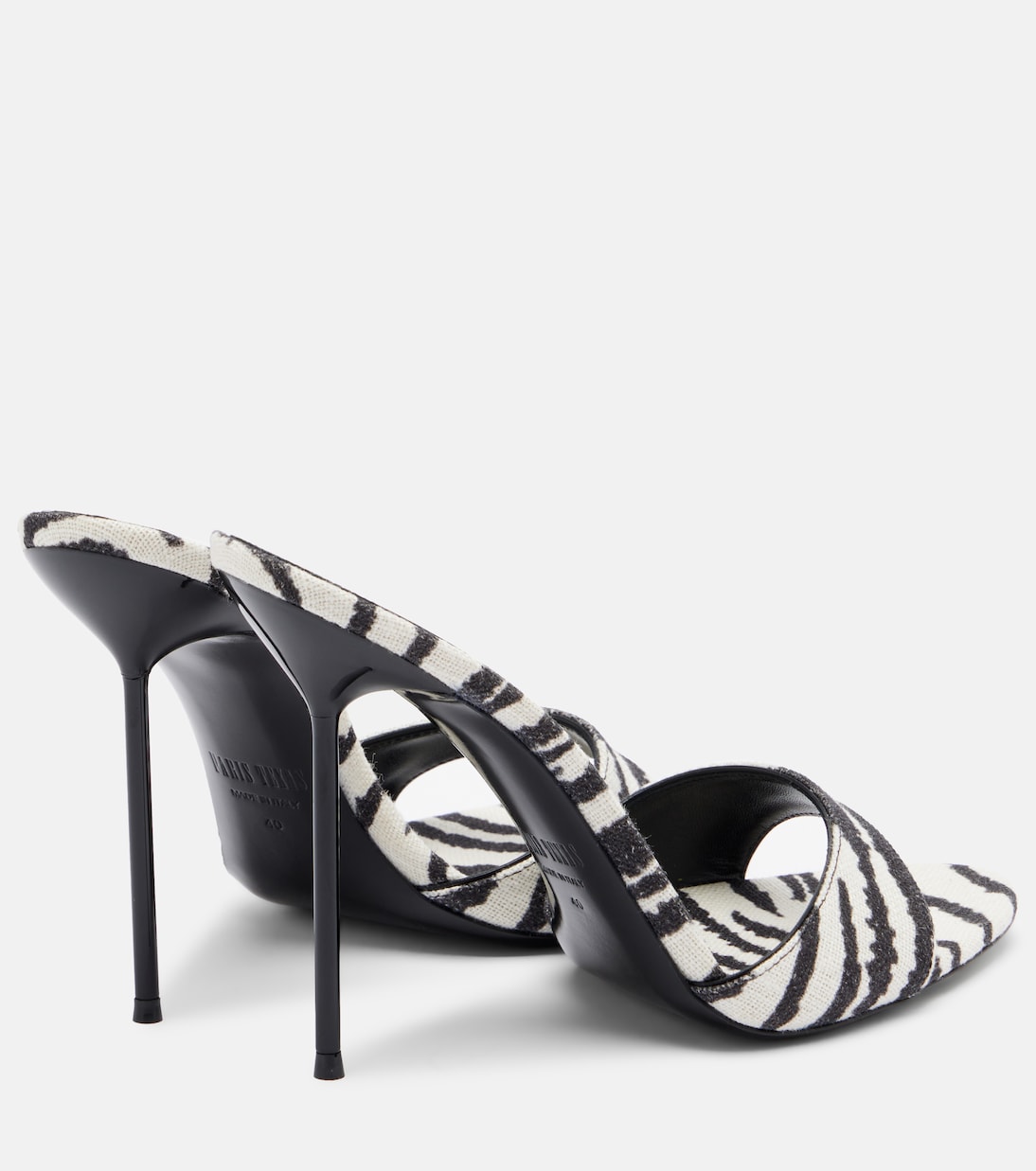 Lidia zebra-print canvas mules | Paris Texas