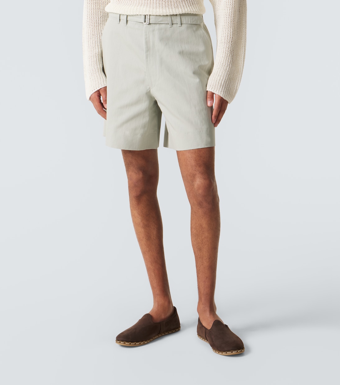 Belted cotton and linen shorts | Stòffa
