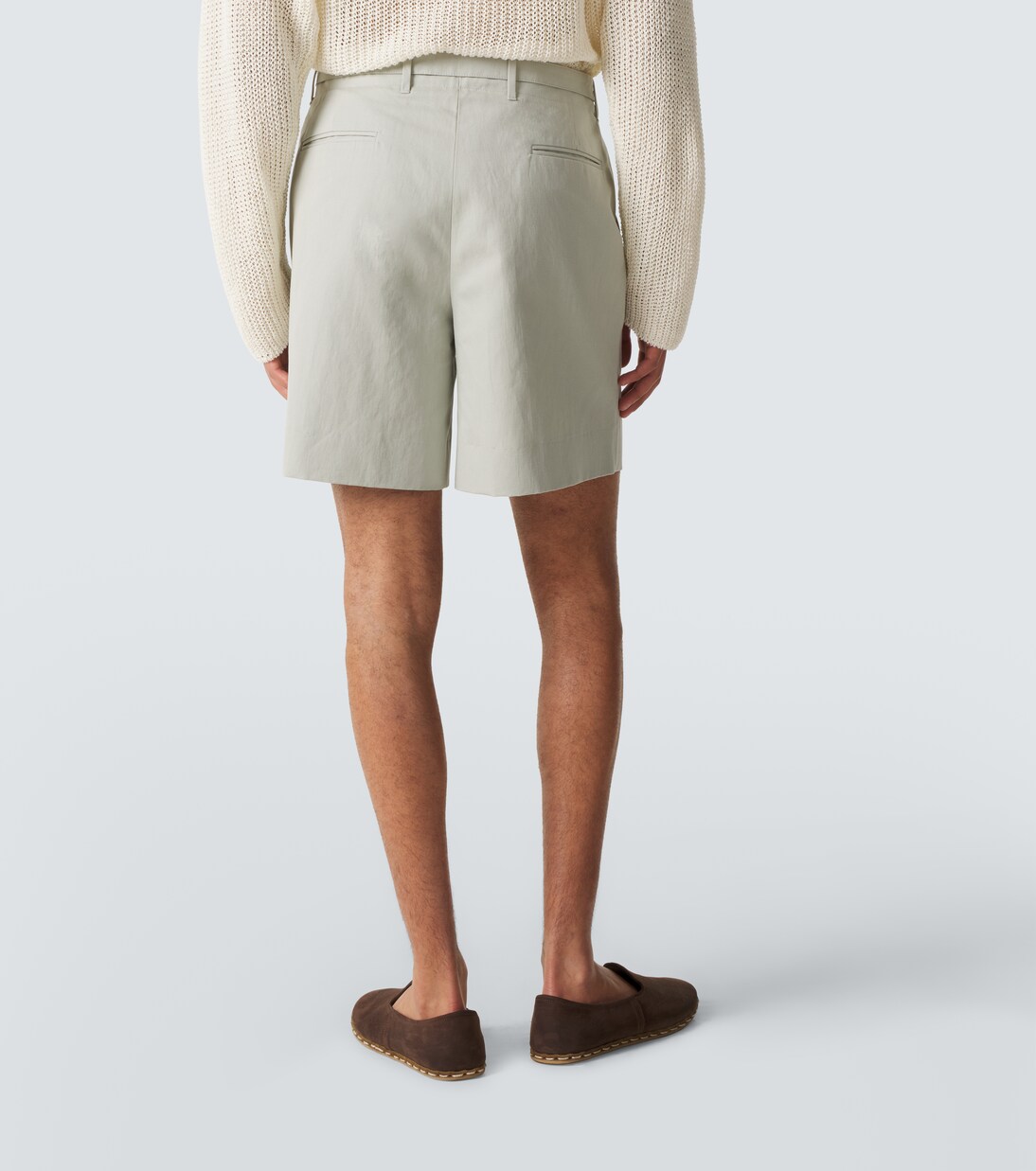 Belted cotton and linen shorts | Stòffa