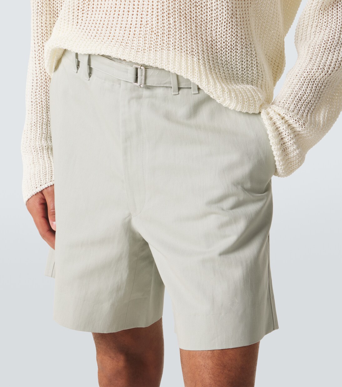 Belted cotton and linen shorts | Stòffa