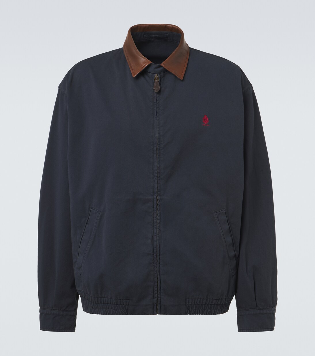 Leather-trimmed cotton canvas blouson jacket | Prada
