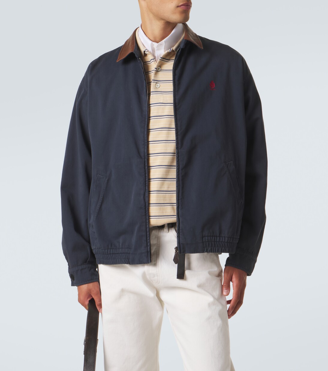 Leather-trimmed cotton canvas blouson jacket | Prada