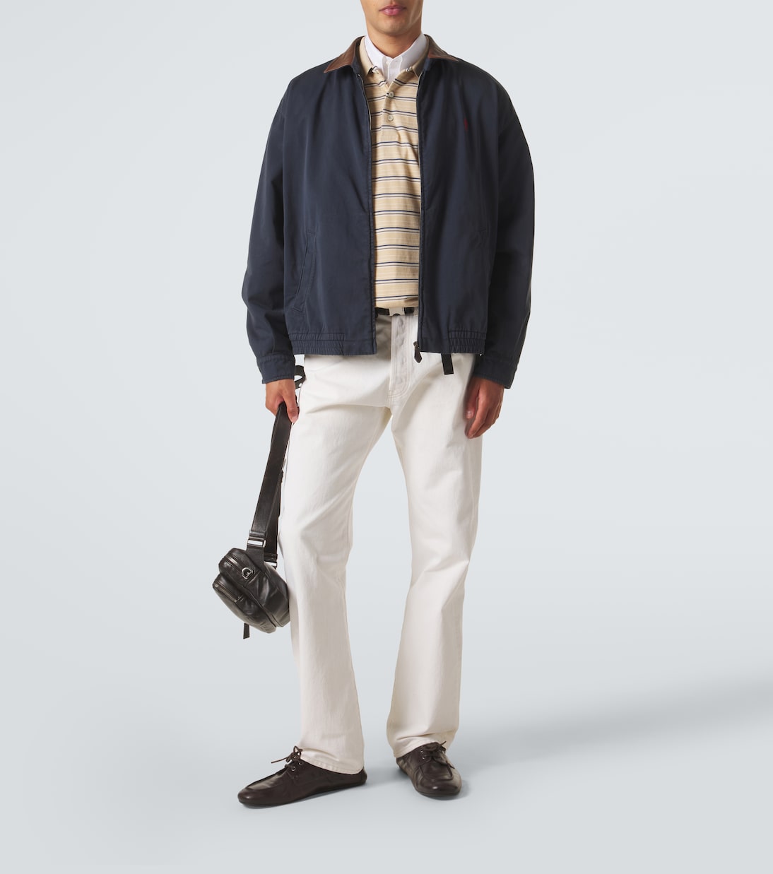 Leather-trimmed cotton canvas blouson jacket | Prada