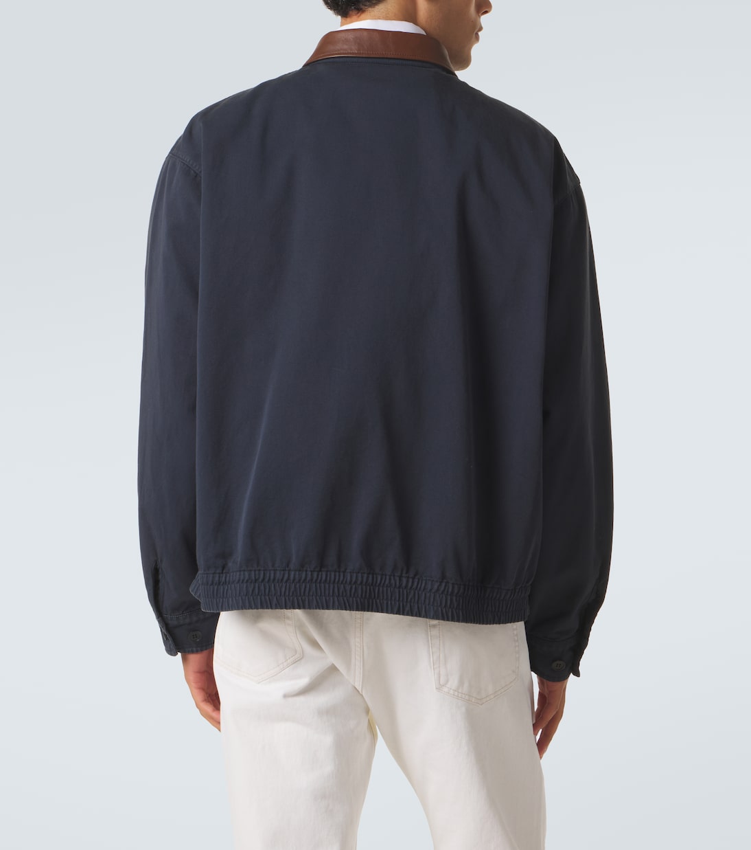 Leather-trimmed cotton canvas blouson jacket | Prada